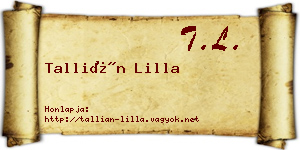 Tallián Lilla névjegykártya